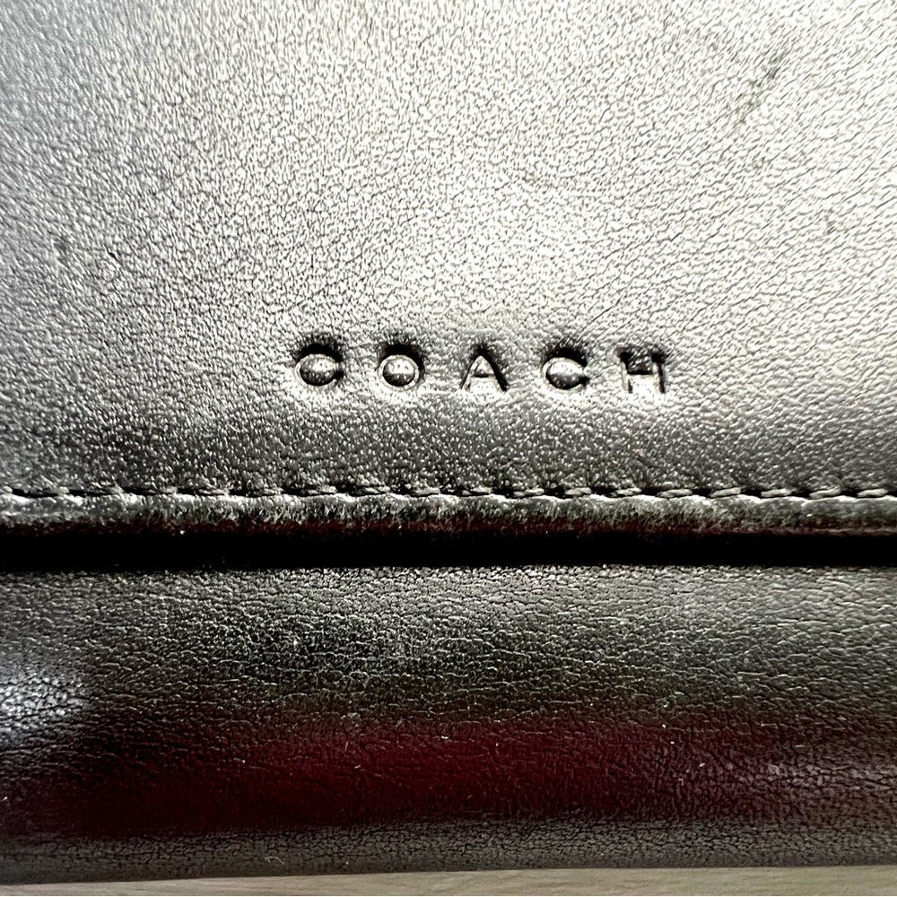 Coach Black Leather Wallet With Checkbook Cover Flap